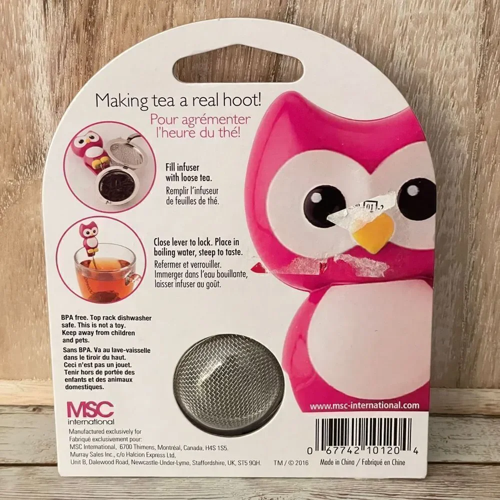 NWT JOIE Hoot stainless steel pink Owl Tea cup Infuser